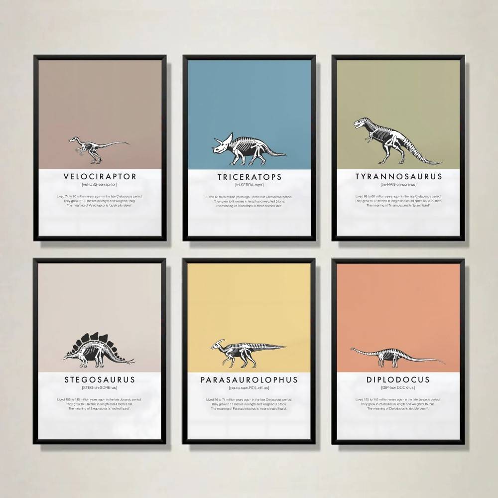 Science Nursery - Poster Kerangka Dinosaurus Seni Dinding Sains