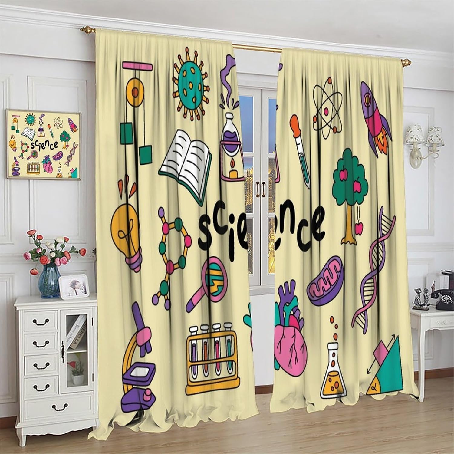 Tirai Tema Sains 2 Buah Panel  - Science Nursery ulasan dan harga